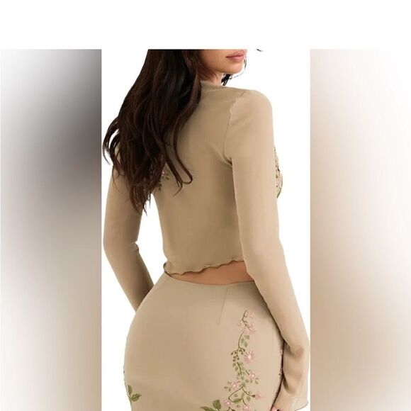 NWT HOUSE OF CB 'Lailah' Artichoke Floral Maxi Skirt Medium - Picture 9 of 10